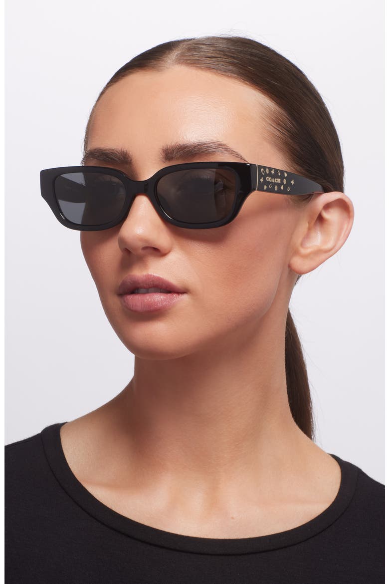 53mm Rectangular Sunglasses, Alternate, color, BLACK / GREY SOLID