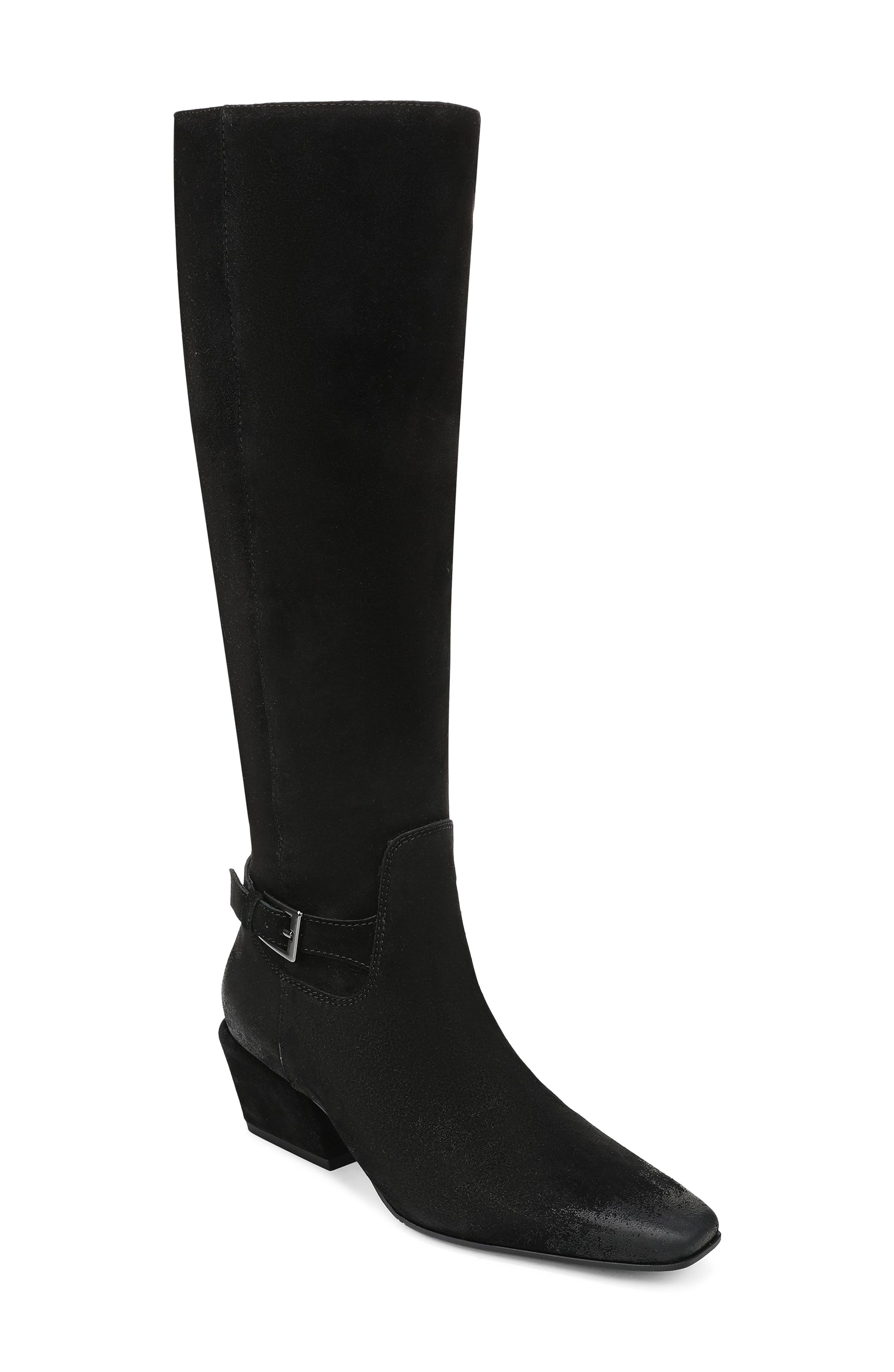 Haisley Knee High Boot, Main, color, BLACK SUEDE