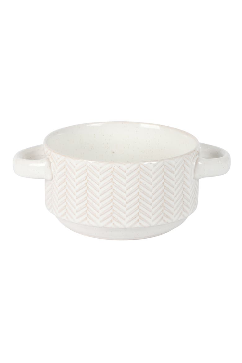 Oyster Tide 4-Piece Embossed Reactive Glaze Stoneware Soup Bowl Set, Alternate, color, White