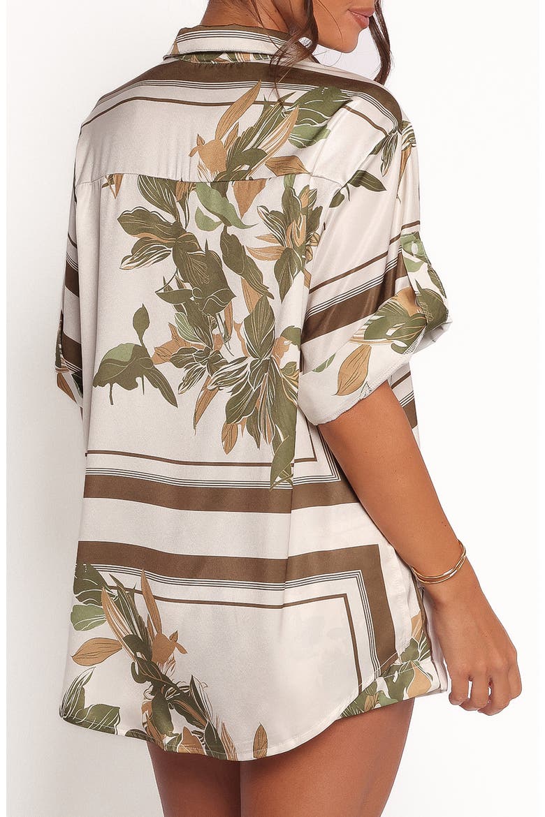 Lara Floral Print & Stripe Satin Shirt, Alternate, color, OLIVE PRINT