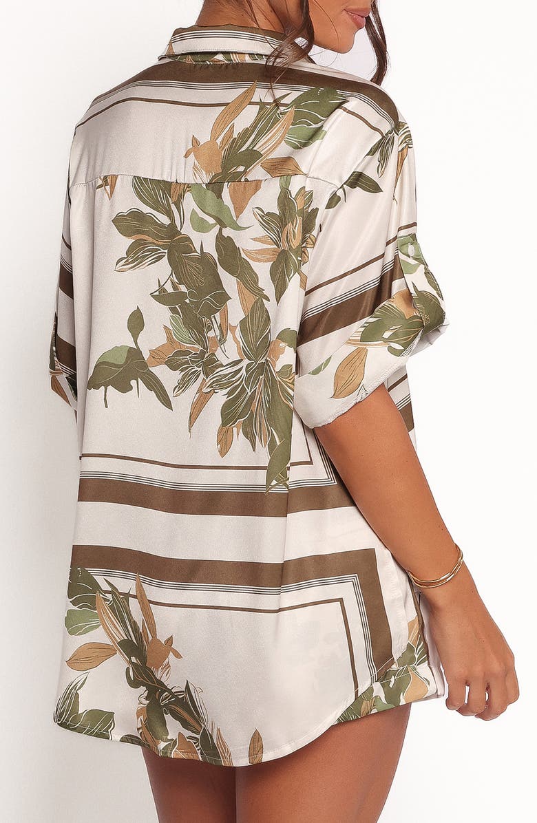 Petal & Pup Lara Floral Print & Stripe Satin Shirt, Alternate, color, 