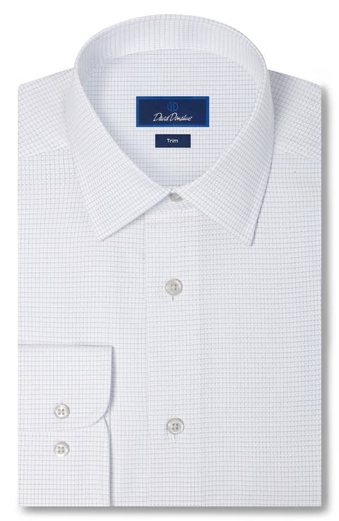 Trim Fit Microcheck Cotton Dobby Dress Shirt