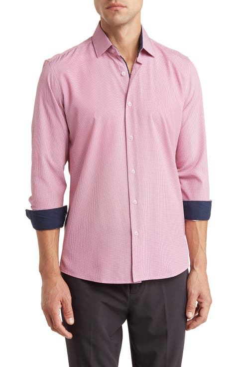 Performance Mini Plaid Button-Down Dress Shirt