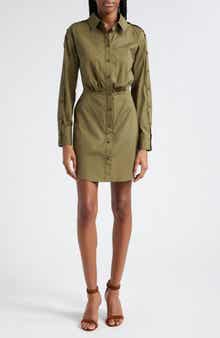 Veronica Beard Rae Button Long Sleeve Mini Shirtdress