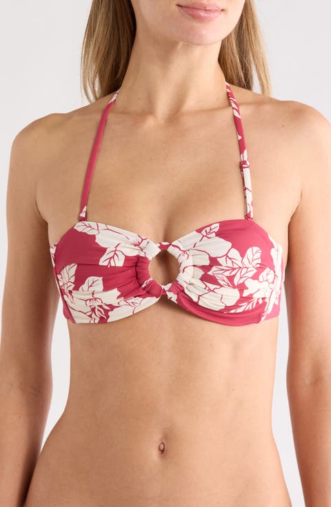Hibiscus Hideaway Ring Bandeau Bikini Top