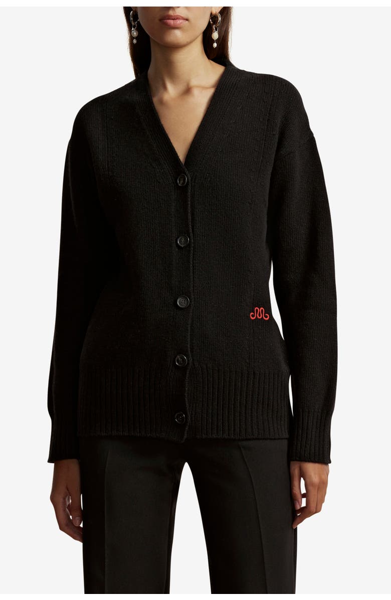 Marina Moscone Waisted Cardigan, Main, color, Black