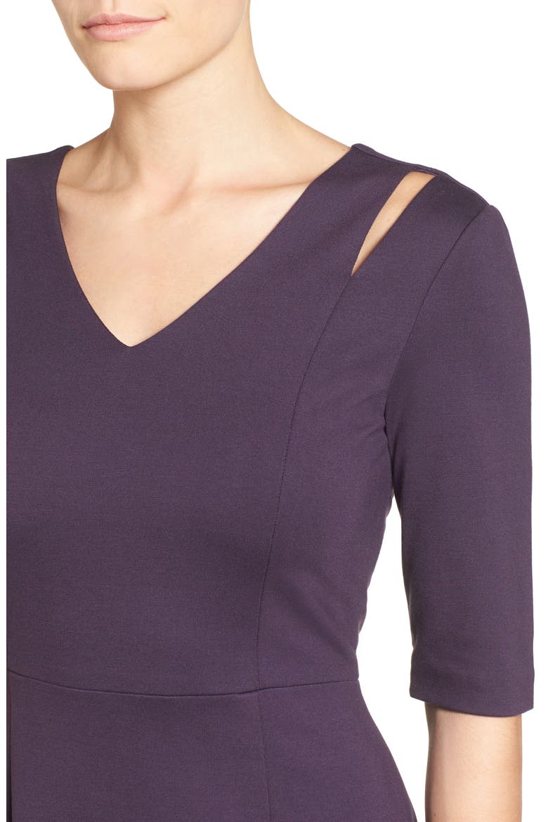 Cutout Shoulder Sheath Dress, Alternate, color, PURPLE NIGHT