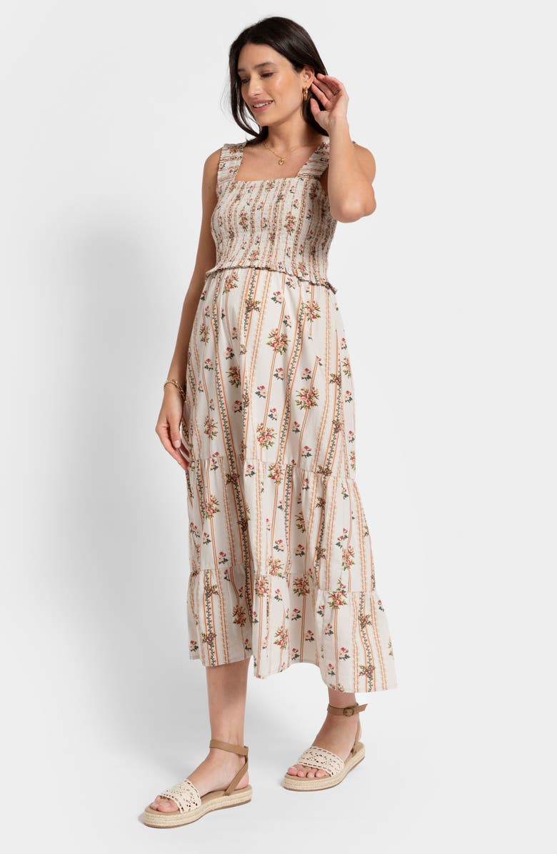 Seraphine Floral Cotton Maternity/Nursing Midi Sundress, Alternate, color,