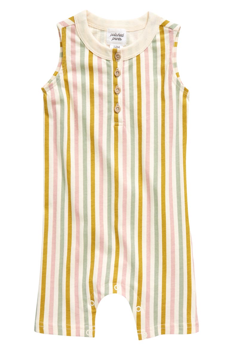 Stripe Shorty Organic Cotton Romper, Main, color, NATURAL