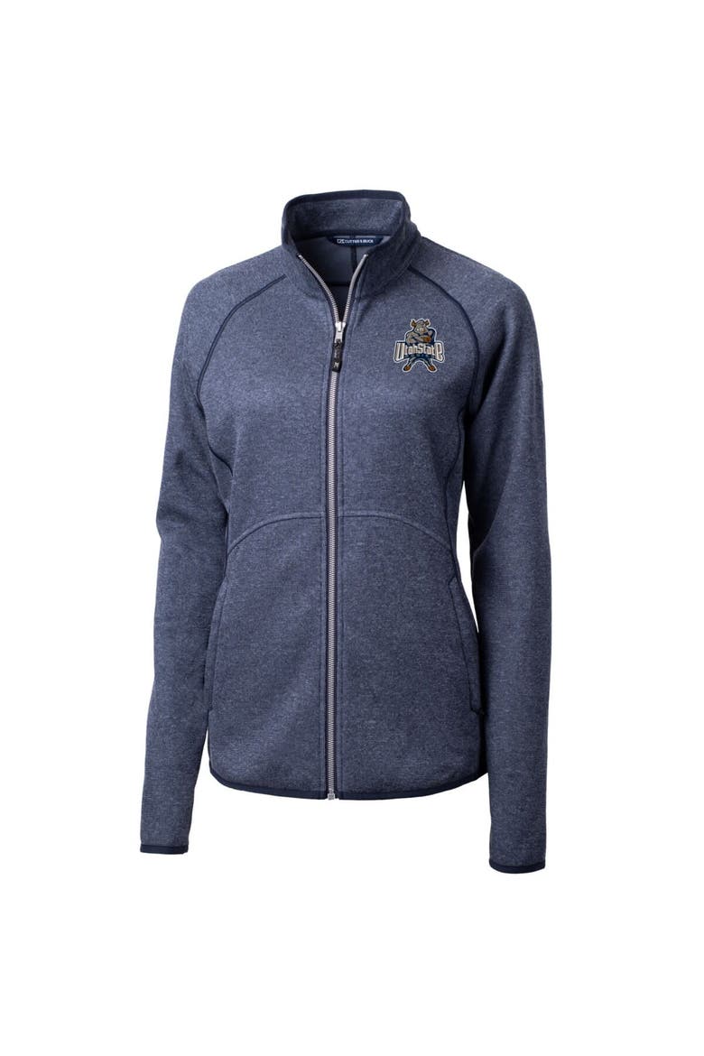 Women's Cutter & Buck Heather Navy Utah State Aggies Mainsail Sweater-Knit Full-Zip Jacket, Alternate, color, Heather Navy