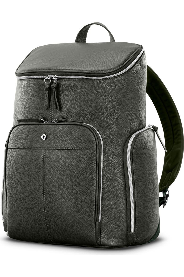 business slim leather backpack samsonite Classic Backpack, Cognac , One Size an interior organisational compartment Leather Backpack Samsonite Business Rucksack