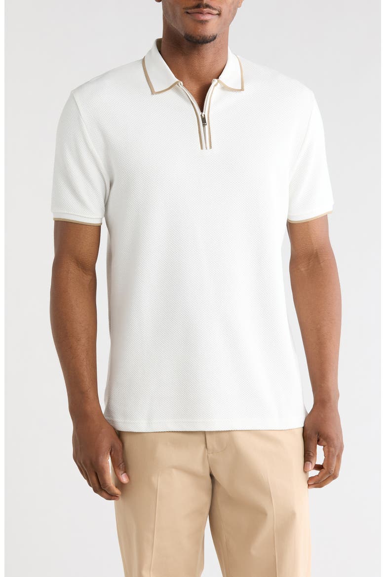 Textured Quarter Zip Polo, Main, color, WHITE