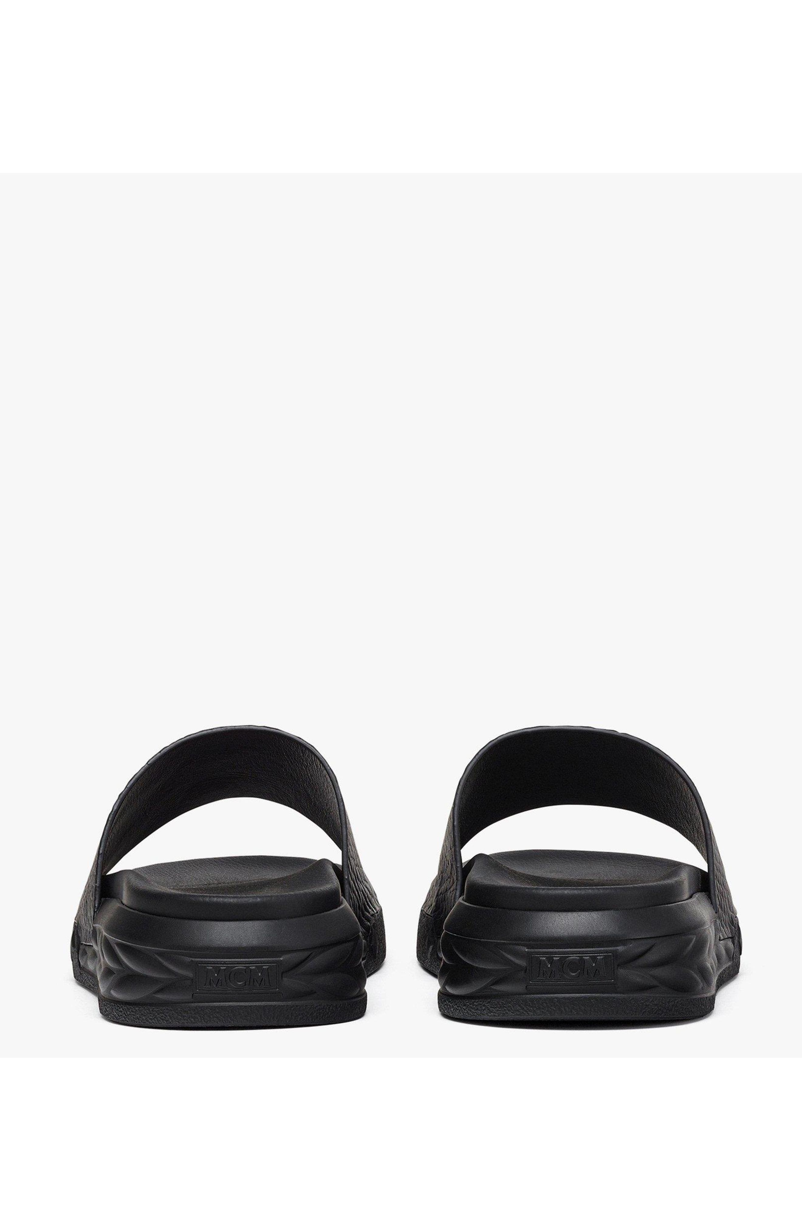 MCM Visetos Slide Sandals, Alternate, color, Black