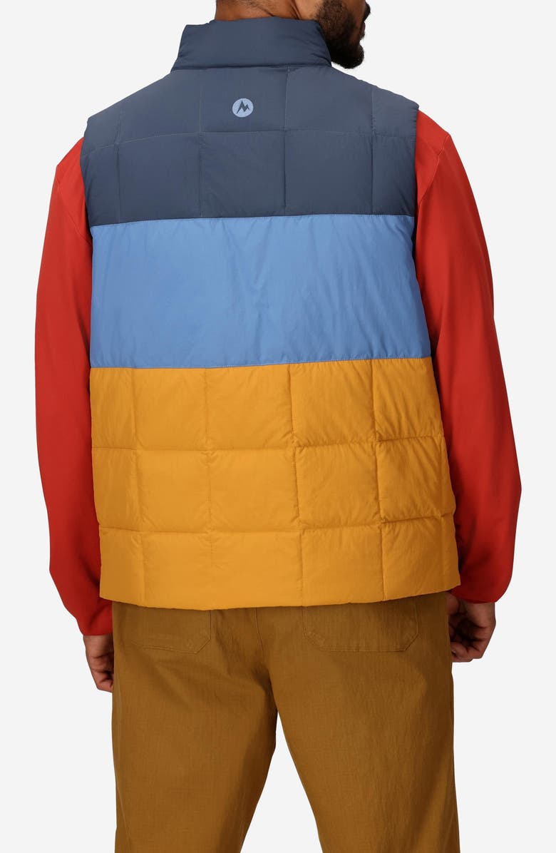Marmot Ares Packable Recycled Nylon 700 Fill Power Down Puffer Vest, Alternate, color, Thunder/ Rain Cloud/ Honey