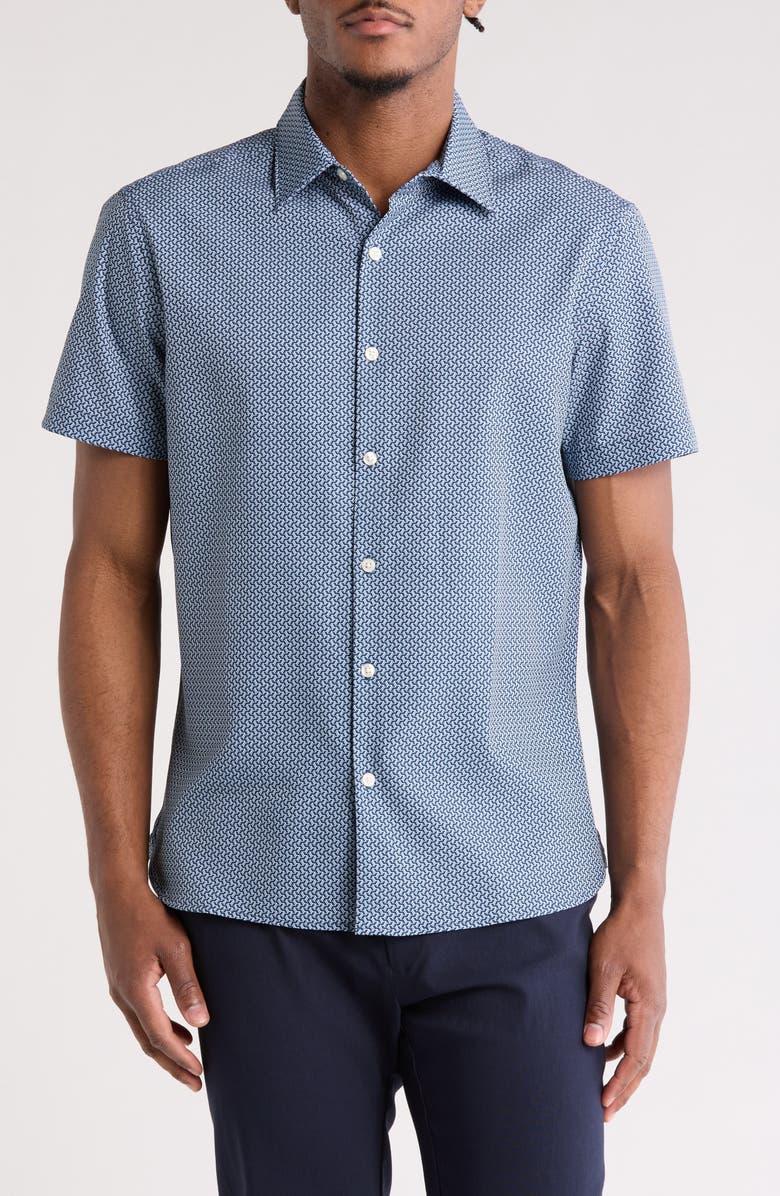 Perry Ellis Geometric Link Short Sleeve Button-Up Shirt | Nordstromrack
