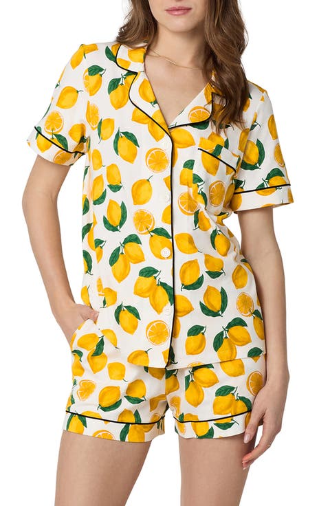 Print Stretch Jersey Short Pajamas (Regular & Plus)