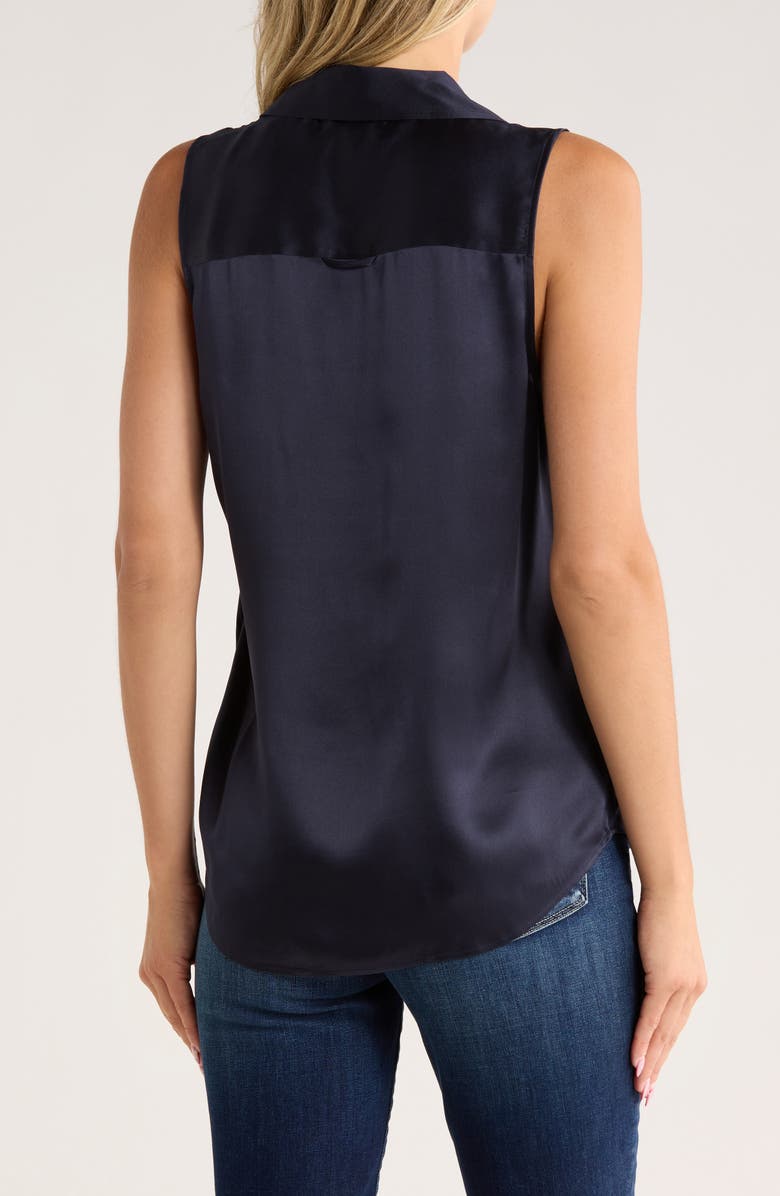 L'AGENCE Emmy Sleeveless Silk Shirt, Alternate, color, Midnight