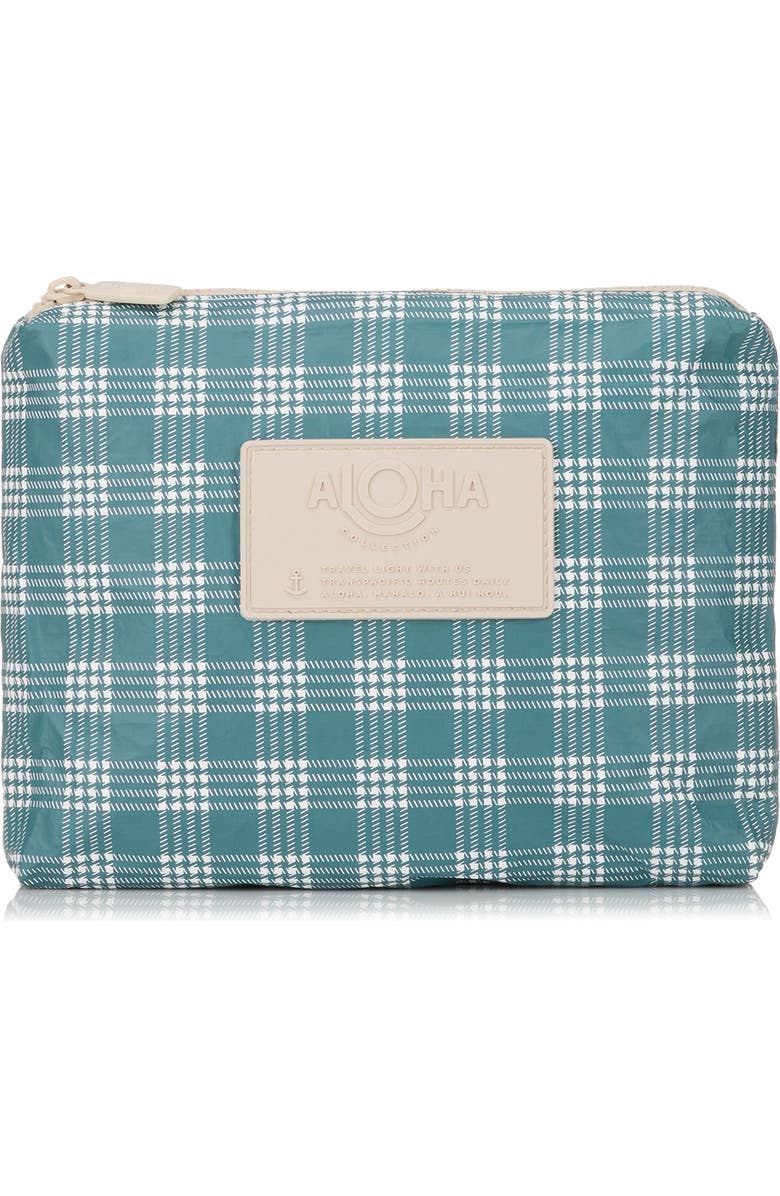 Aloha Collection Small Palaka Water Resistant Tyvek<sup>®</sup> Zip Pouch, Main, color, Atlantic