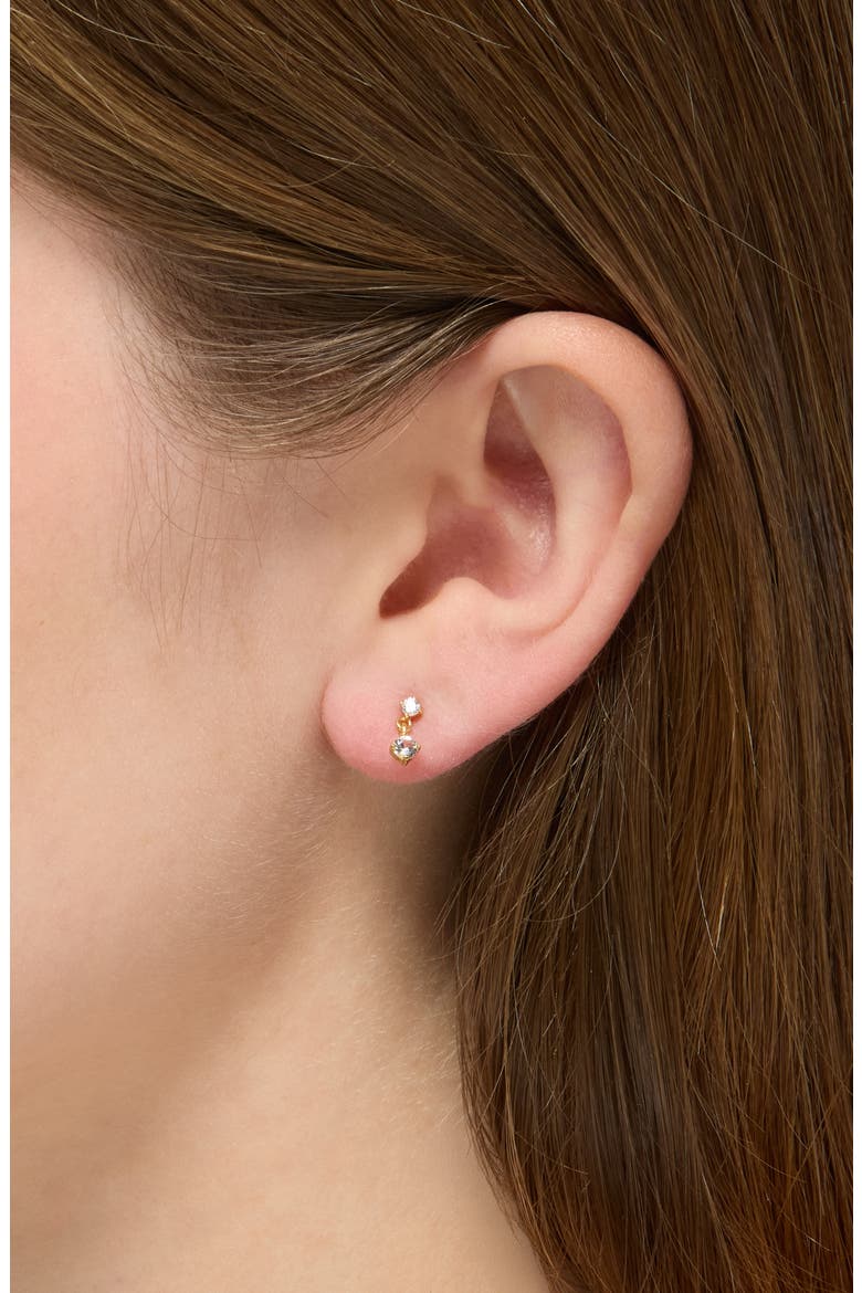 Demi-Fine Crystal Drop Earrings, Alternate, color, 14K GOLD