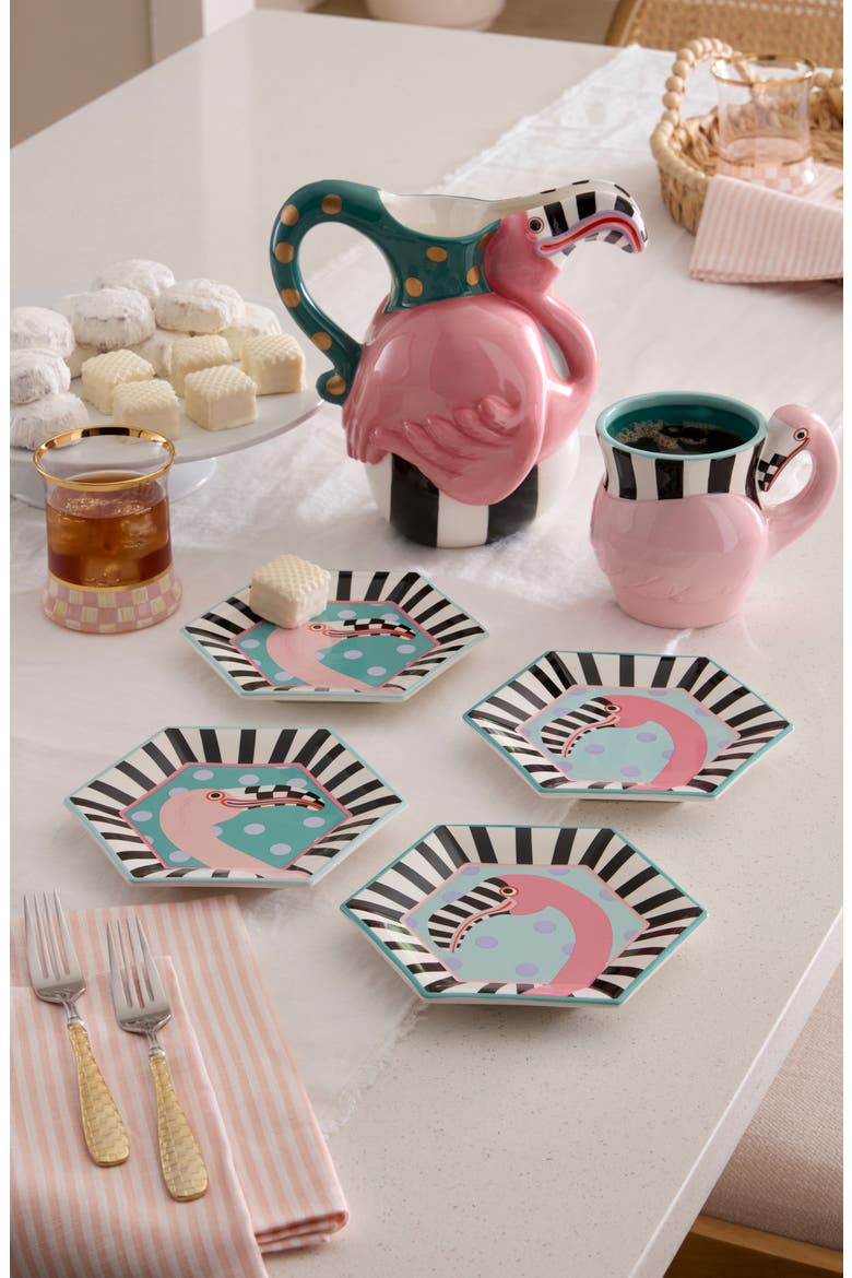 Patience Brewster Flamingo Set of 4 Dessert Plates, Alternate, color, MULTI