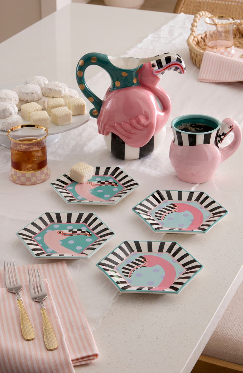MACKENZIE CHILDS Patience Brewster Flamingo Set of 4 Dessert Plates, Alternate, color, Multi