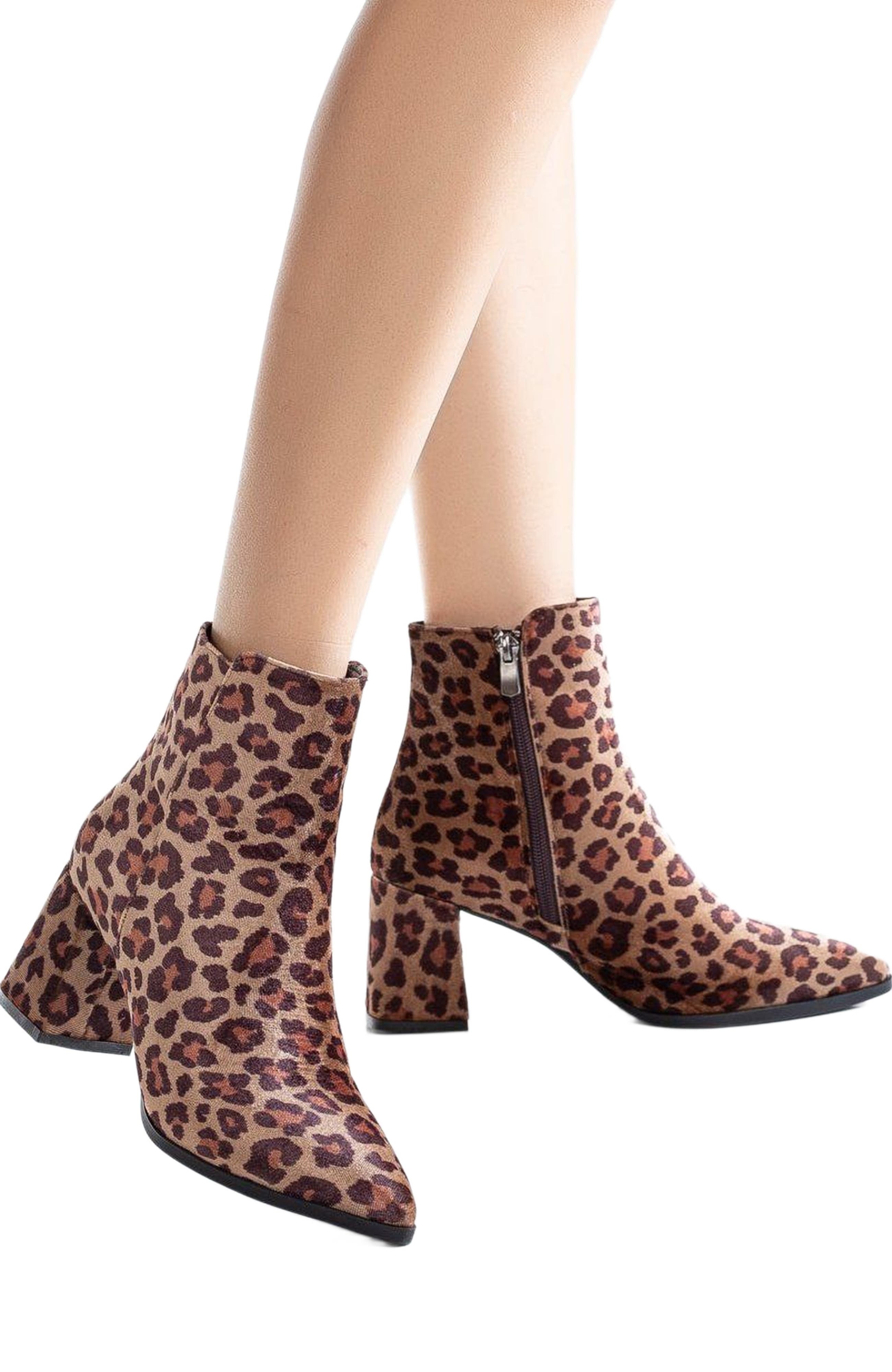Forever & Always Shoes Leia Leopard Print Ankle Boots, Alternate, color, 