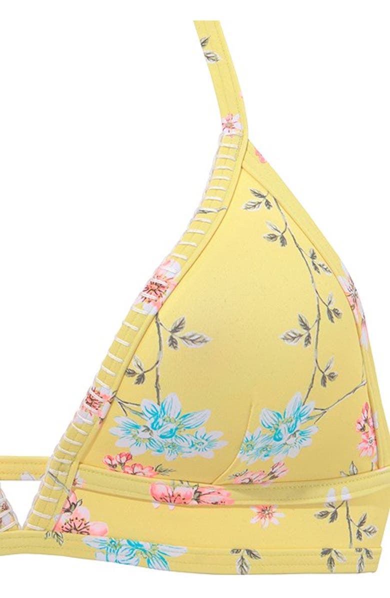 LASCANA Plunge Triangle Bikini Top Size 30C/D, Alternate, color, Yellow Multi