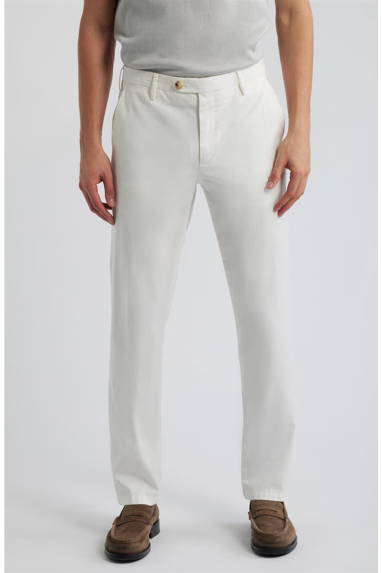Flat Front Stretch Cotton Blend Twill Chinos, Main, color, WHITE