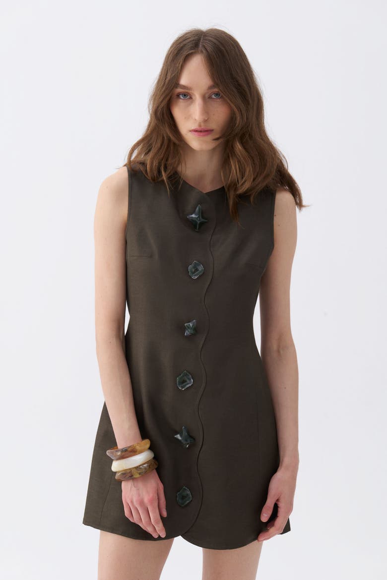 Seashell Accessorized Mini Dress, Alternate, color, Khaki