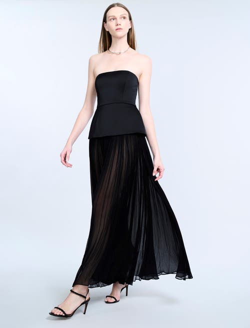 Bcbg Strapless Peplum Gown In Black