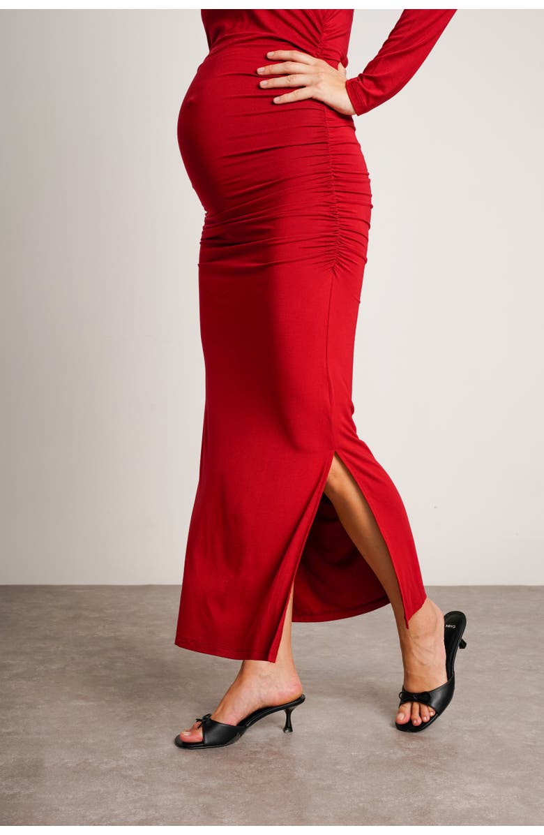 Nom Maternity Curve Long Sleeve Maternity Maxi Dress, Alternate, color, Merlot