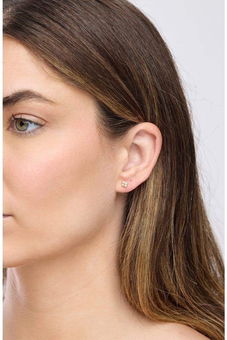 14k Gold Peridot Stud Earrings, Alternate, color, PERIDOT/ 14KY