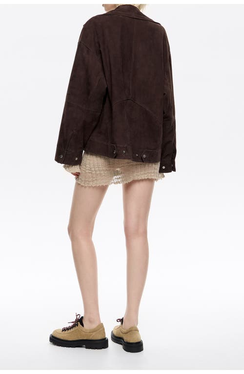 Bimba Y Lola Suede Double-breasted Jacket In Brown
