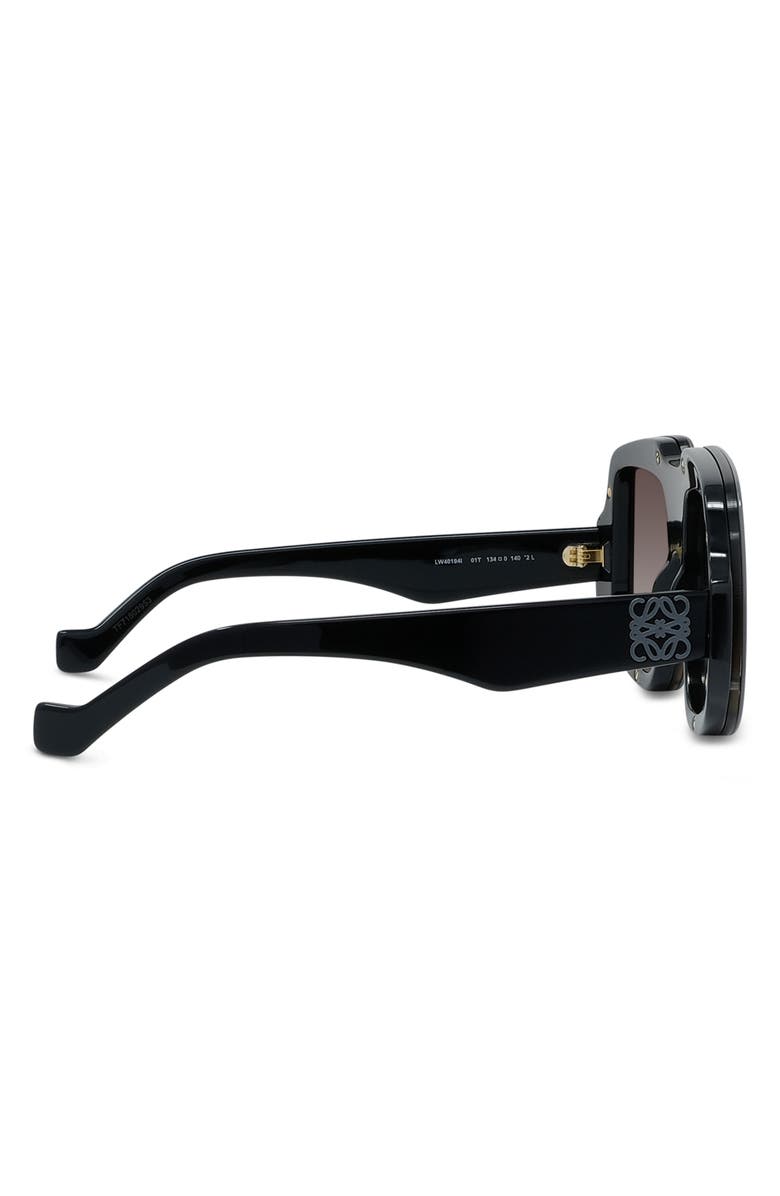 Loewe Anagram 61mm Gradient Geometric Sunglasses, Alternate, color, Shiny Black / Bordeaux