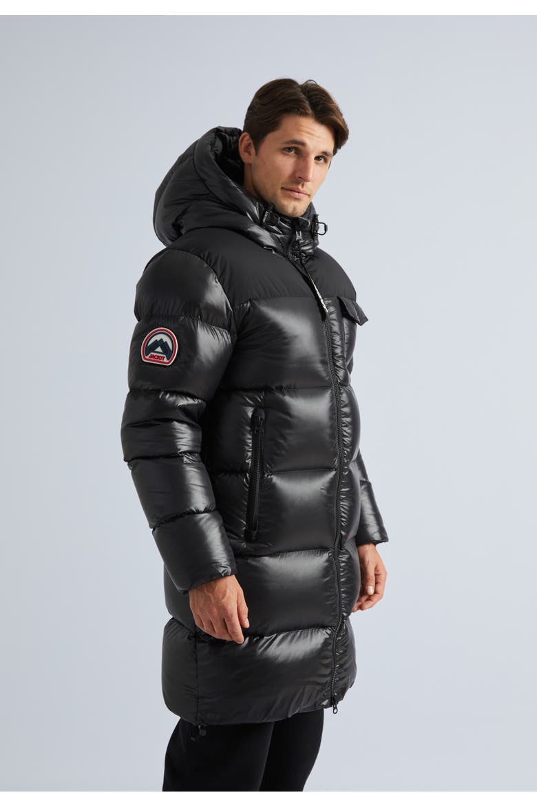 Long Quilted Puffer Coat, Alternate, color, Black/Black