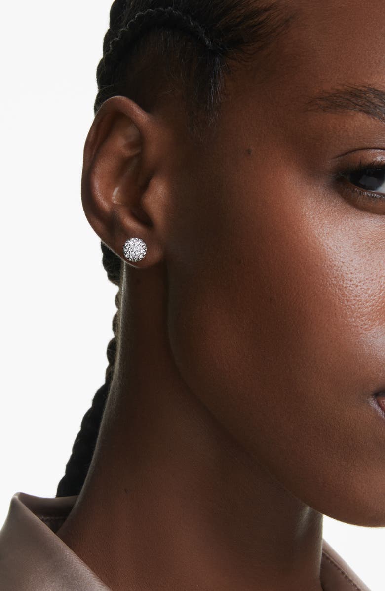 Swarovski Dextera Pavé Sphere Stud Earrings, Alternate, color, White/ Silver