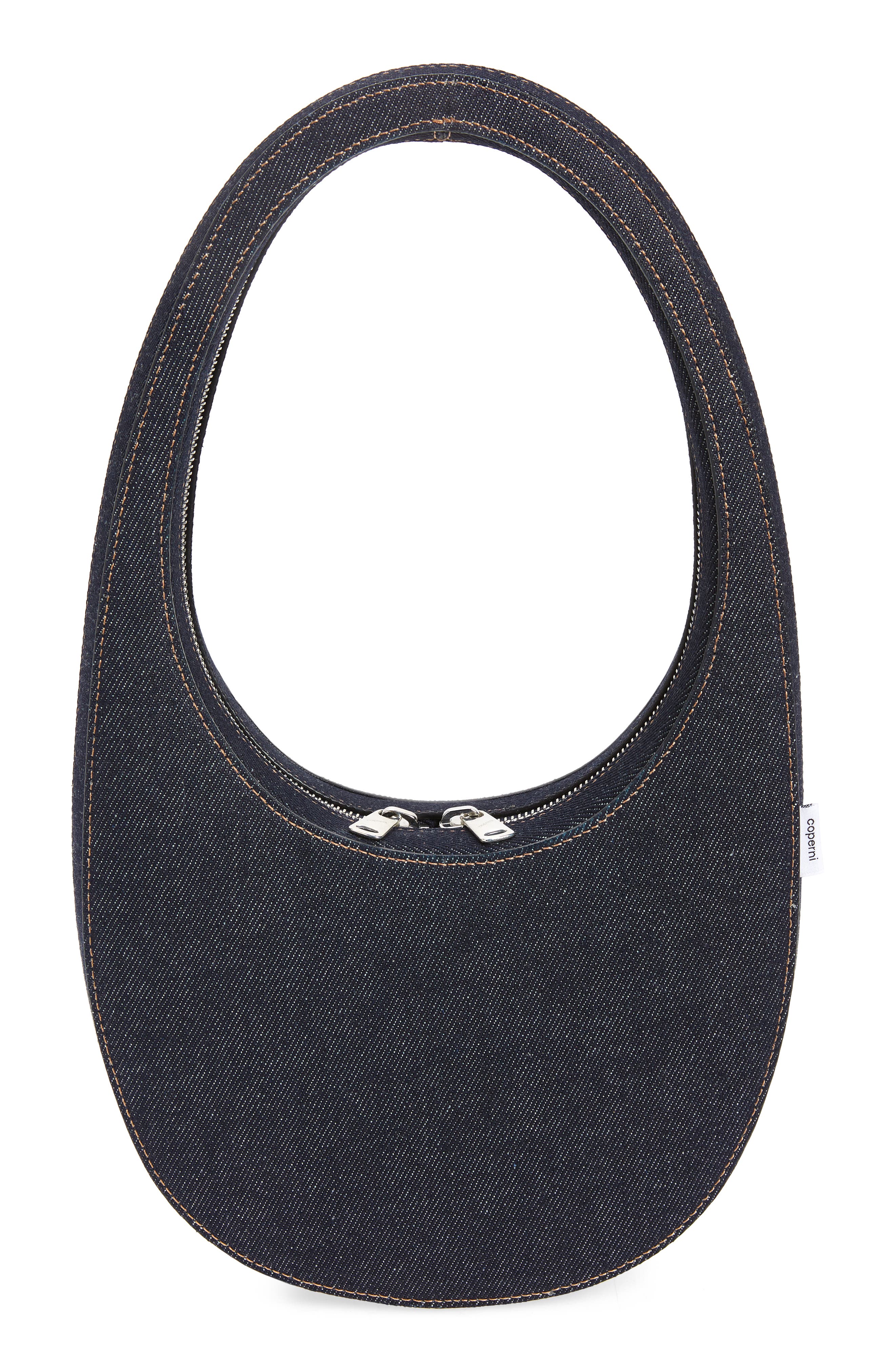 Swipe Denim Top Handle Bag, Main, color, DARK NAVY