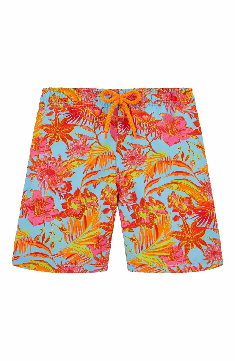 Vilebrequin Kids' Tahiti Flowers Swim Shorts, Main, color, Santorin