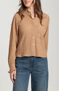APNY Ruffle Long Sleeve Crop Button-Up Shirt