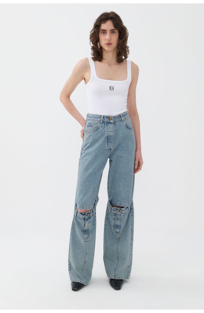 Nocturne Open-Knee Wide Leg Jeans, Alternate, color,