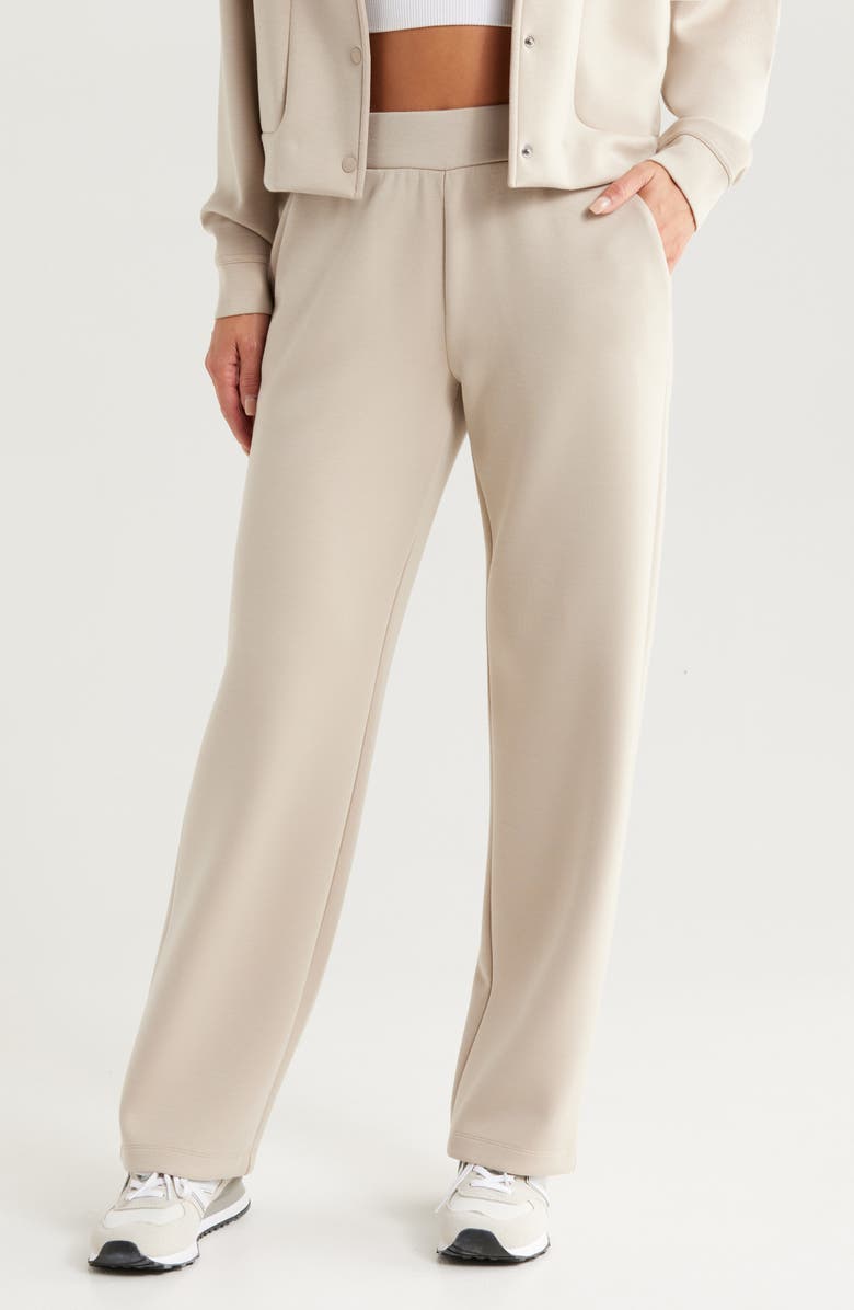 Zella Luxe Wide Leg Pocket Pants, Main, color, Tan Oxford