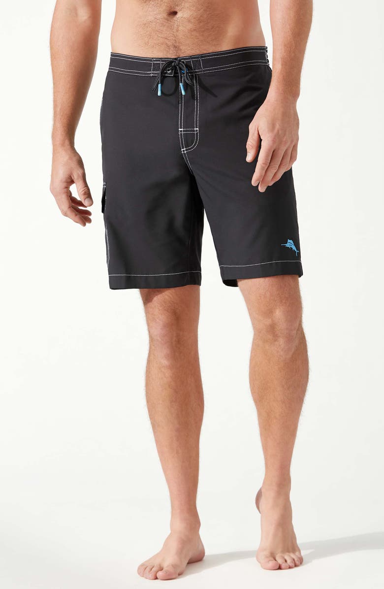 Tommy Bahama Baja Harbor Board Shorts, Alternate, color, Black