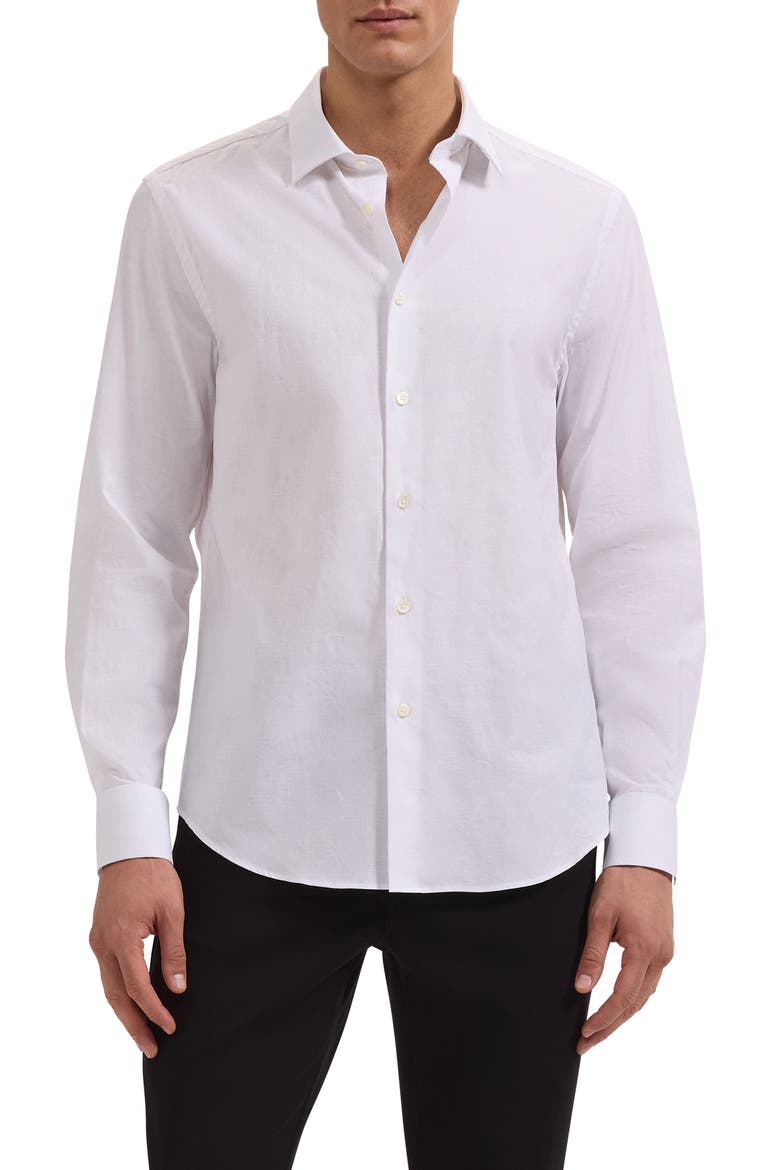 Julian Shaped Fit Stretch Cotton Button-Up Shirt, Main, color, WHITE