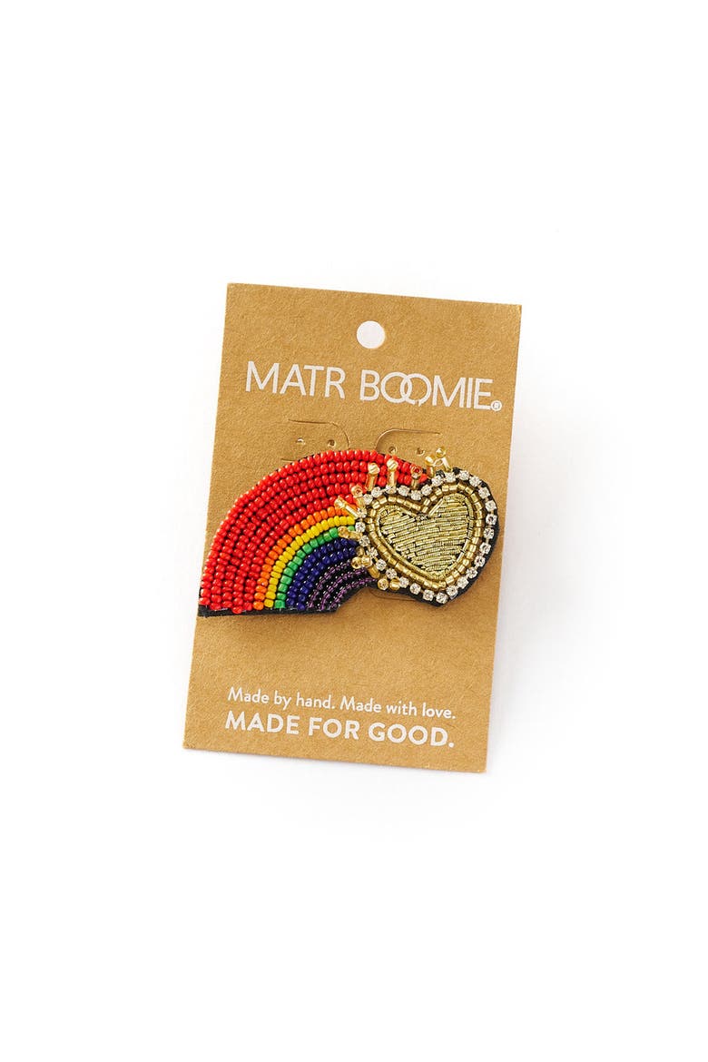 Bala Mani Beaded Rainbow Brooch Pin, Alternate, color, Multicolor