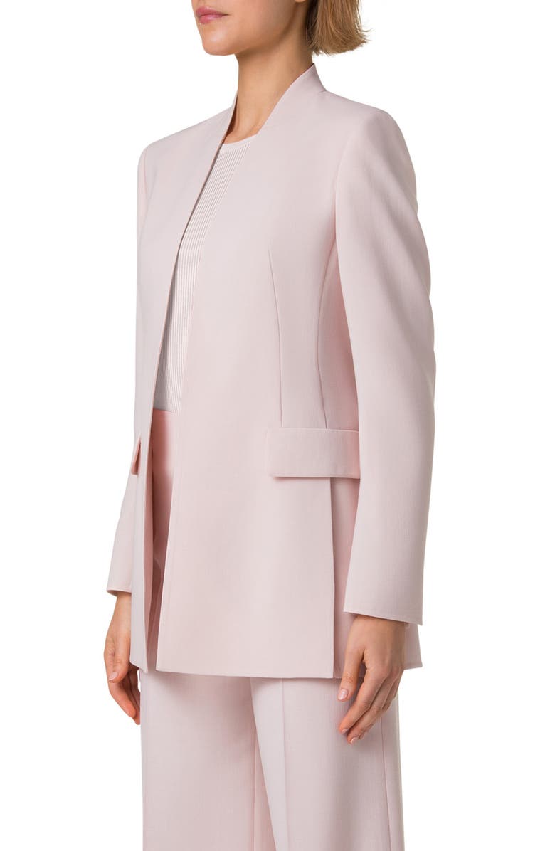 Akris Alvar Wool Blend Double Face Open Front Jacket, Alternate, color, Pale Pink