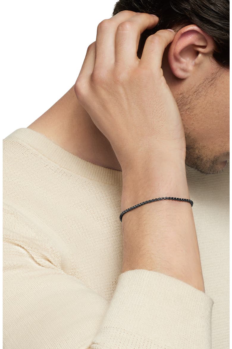 Men's Box Chain Bracelet with Stainless Steel and Sterling Silver, 2.7mm, Alternate, color, STAINLESS STEEL