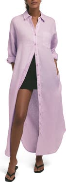 Favorite Daughter The Ex-Boyfriend Long Sleeve Linen Maxi Shirtdress