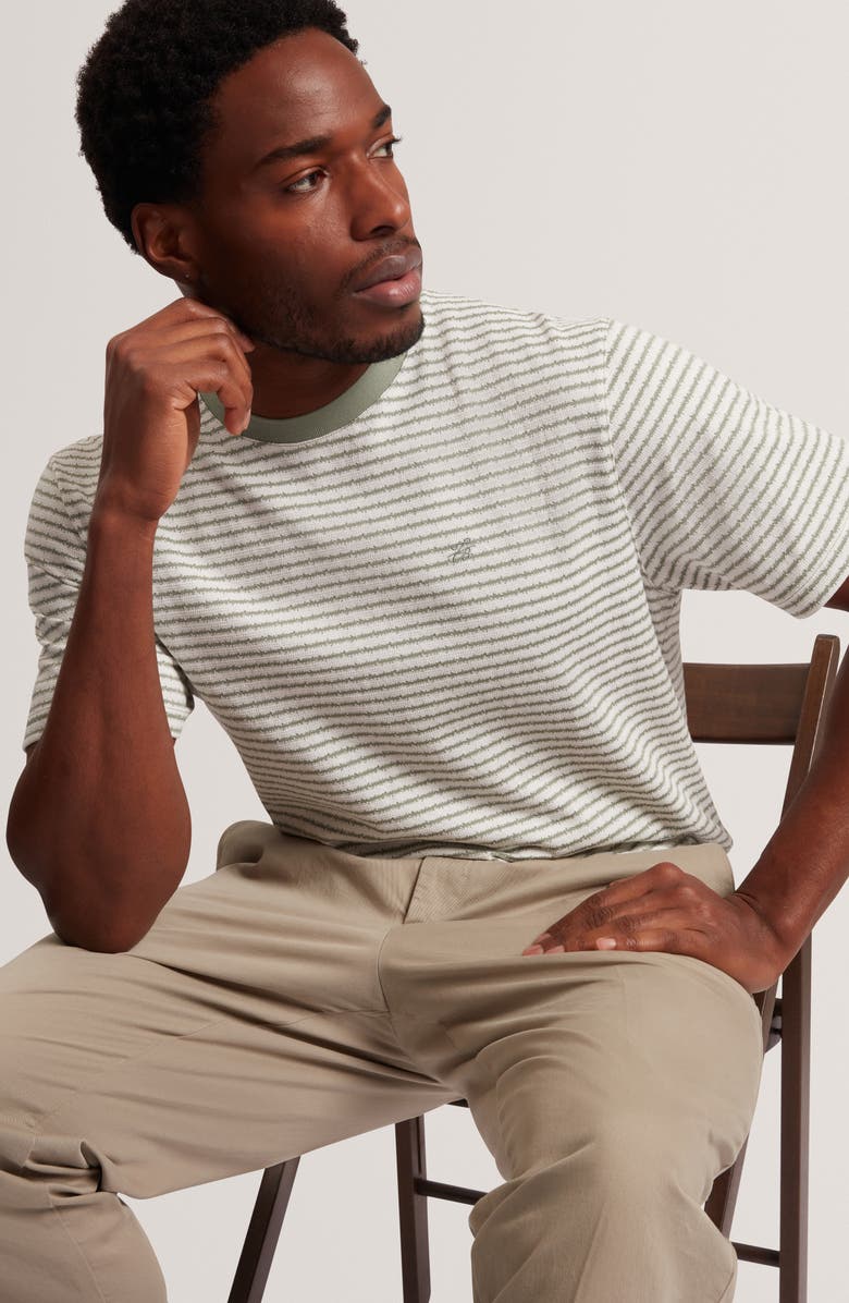 Ted Baker Vexrin Stripe Cotton T-Shirt, Alternate, color, Mid-Green