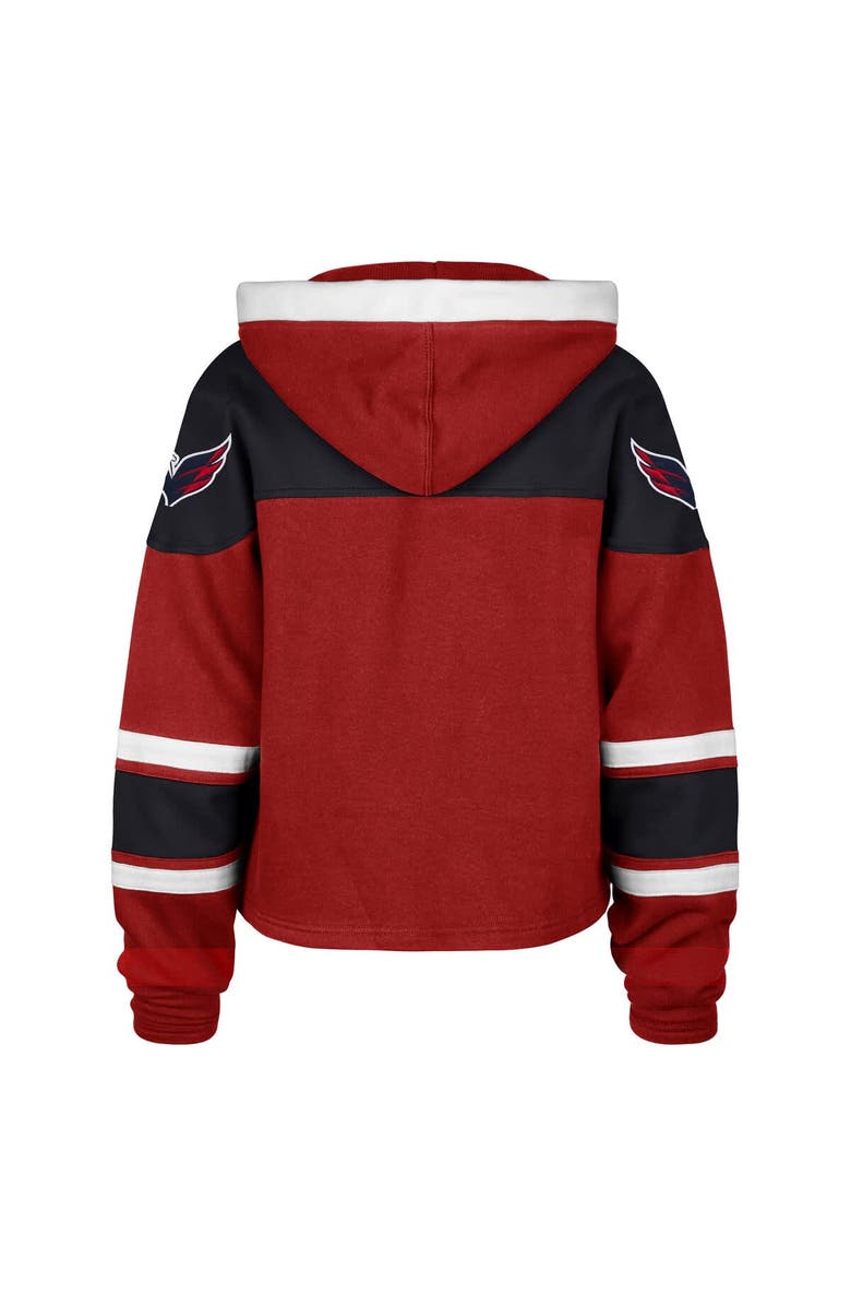 '47 Women's '47  Red Washington Capitals Cropped Lacer Hoodie, Alternate, color, Red
