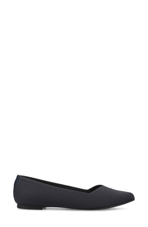 Journee Collection Minnah Knit Almond Toe Flat In Navy